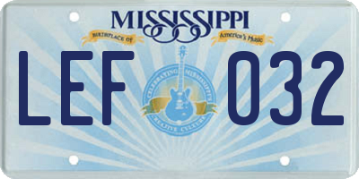 MS license plate LEF032
