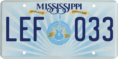 MS license plate LEF033
