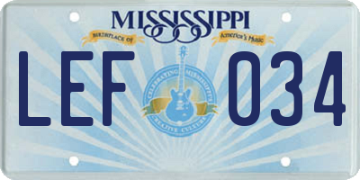 MS license plate LEF034