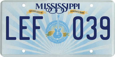 MS license plate LEF039