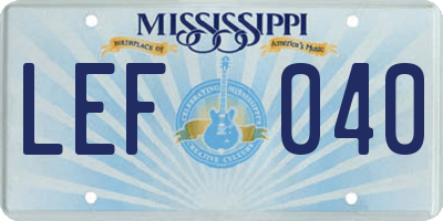 MS license plate LEF040