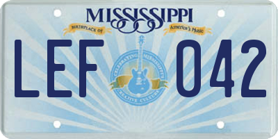 MS license plate LEF042