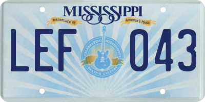 MS license plate LEF043
