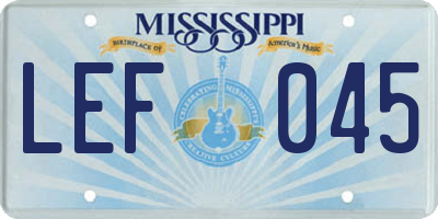 MS license plate LEF045