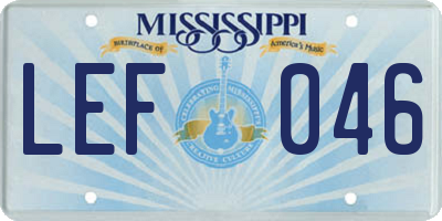 MS license plate LEF046