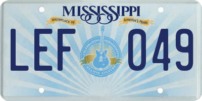 MS license plate LEF049