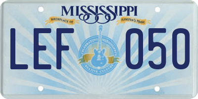 MS license plate LEF050