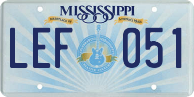 MS license plate LEF051