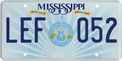MS license plate LEF052