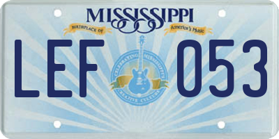 MS license plate LEF053