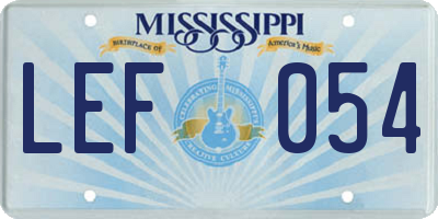 MS license plate LEF054