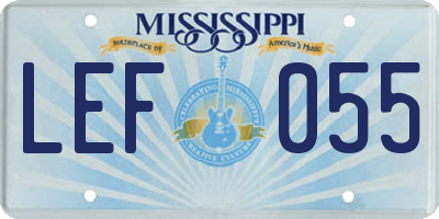 MS license plate LEF055