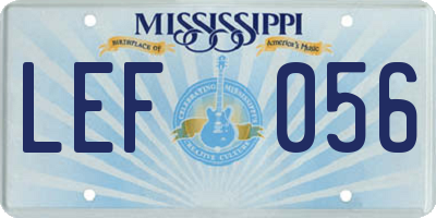 MS license plate LEF056