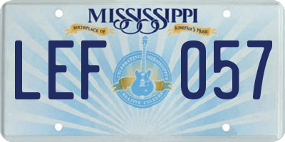 MS license plate LEF057