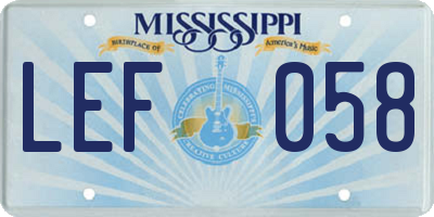 MS license plate LEF058
