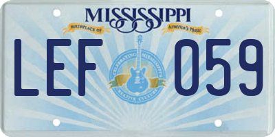 MS license plate LEF059