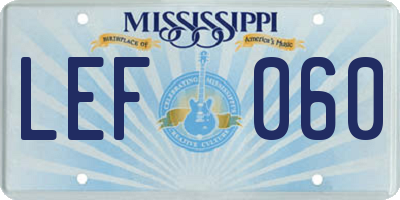 MS license plate LEF060