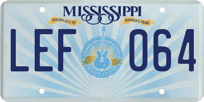 MS license plate LEF064
