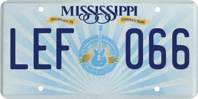 MS license plate LEF066