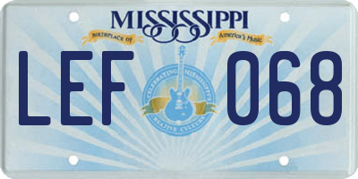 MS license plate LEF068