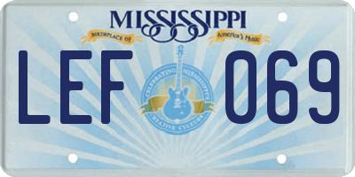 MS license plate LEF069