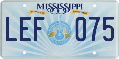 MS license plate LEF075