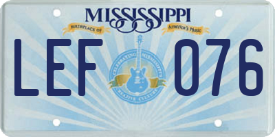 MS license plate LEF076