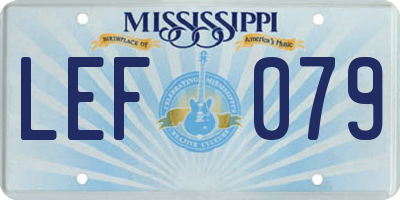 MS license plate LEF079