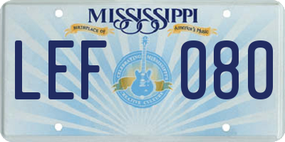 MS license plate LEF080