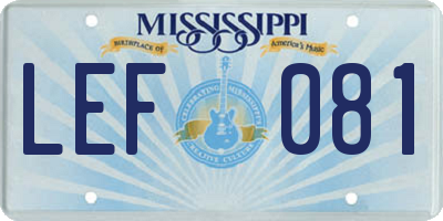 MS license plate LEF081