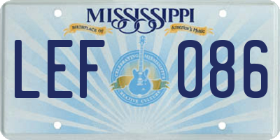MS license plate LEF086