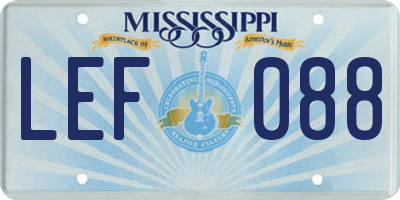 MS license plate LEF088