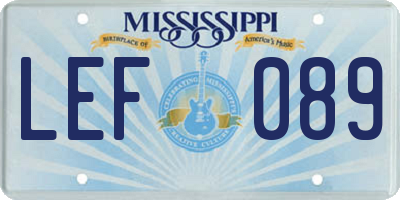 MS license plate LEF089