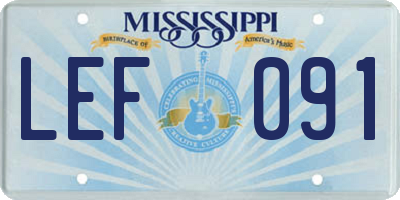 MS license plate LEF091