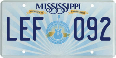 MS license plate LEF092
