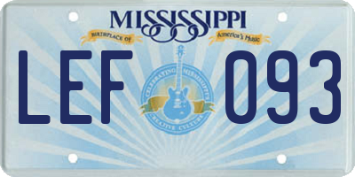 MS license plate LEF093