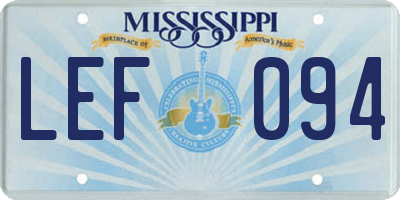 MS license plate LEF094