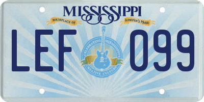 MS license plate LEF099