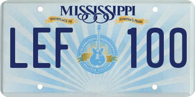 MS license plate LEF100