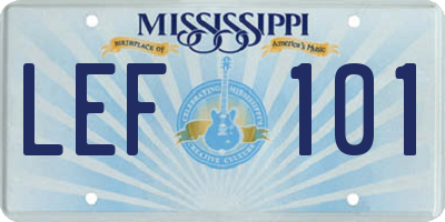 MS license plate LEF101