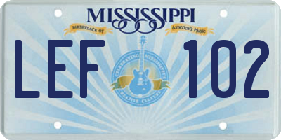 MS license plate LEF102