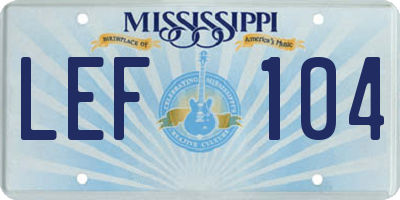 MS license plate LEF104