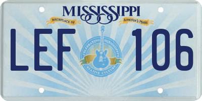 MS license plate LEF106