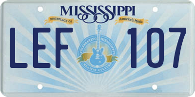 MS license plate LEF107