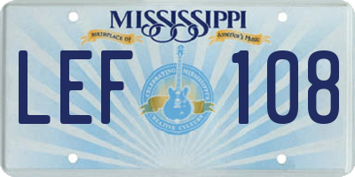 MS license plate LEF108