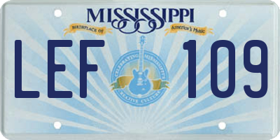 MS license plate LEF109