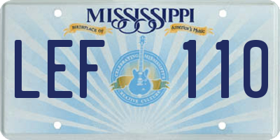 MS license plate LEF110