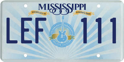 MS license plate LEF111
