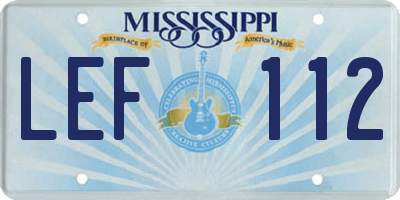 MS license plate LEF112