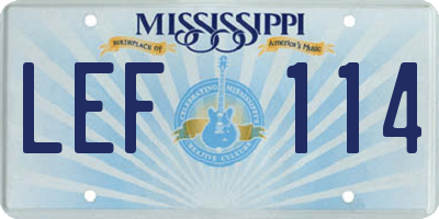 MS license plate LEF114